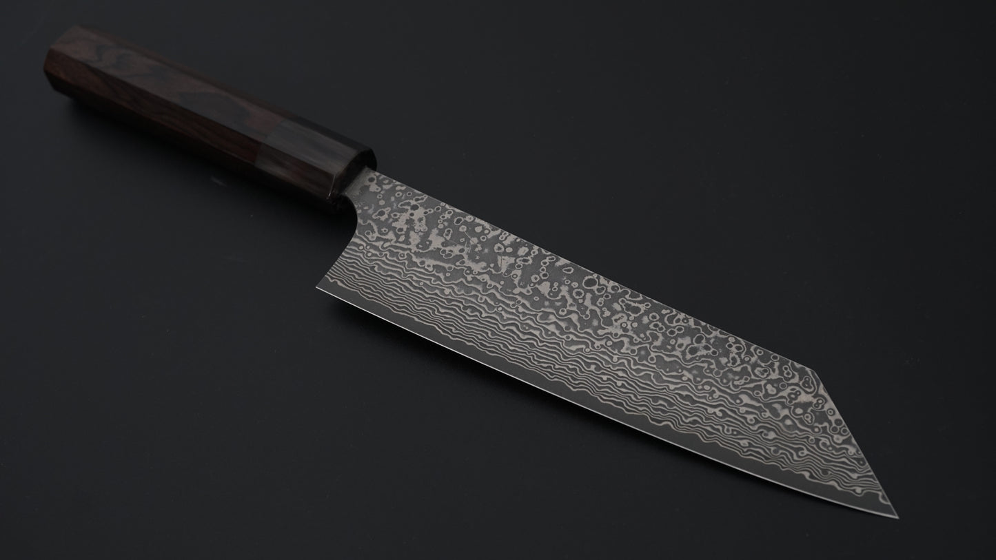Hitohira Echizen SPG Strix Dark Damascus Bunka 170mm Ebony Handle