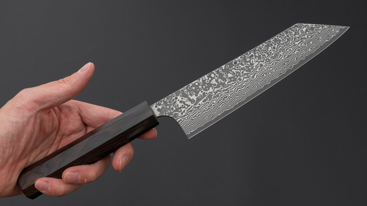 Hitohira Echizen SPG Strix Dark Damascus Bunka 170mm Ebony Handle