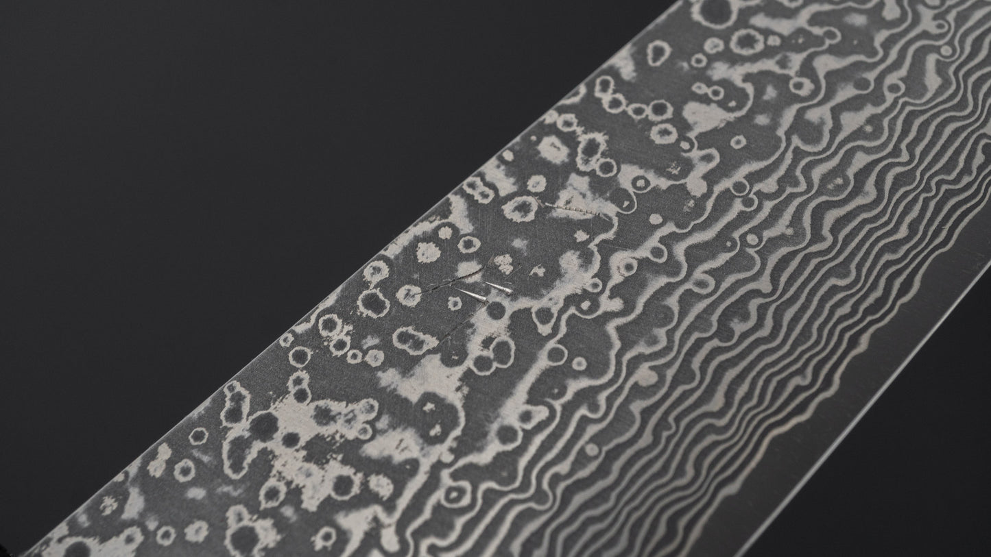 Hitohira Echizen SPG Strix Dark Damascus Bunka 170mm Ebony Handle