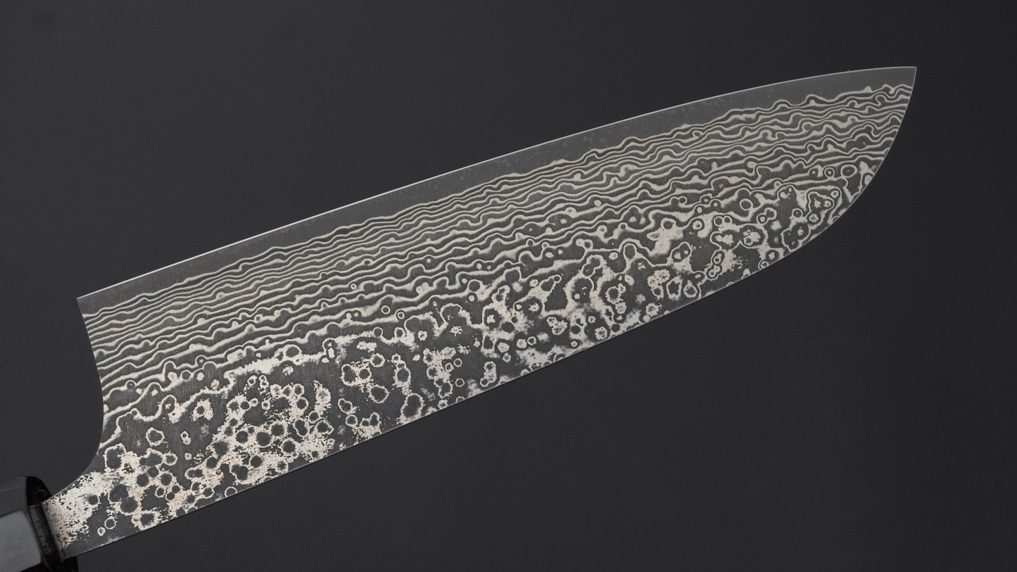 Hitohira Echizen SPG Strix Dark Damascus Santoku 170mm Ebony Handle