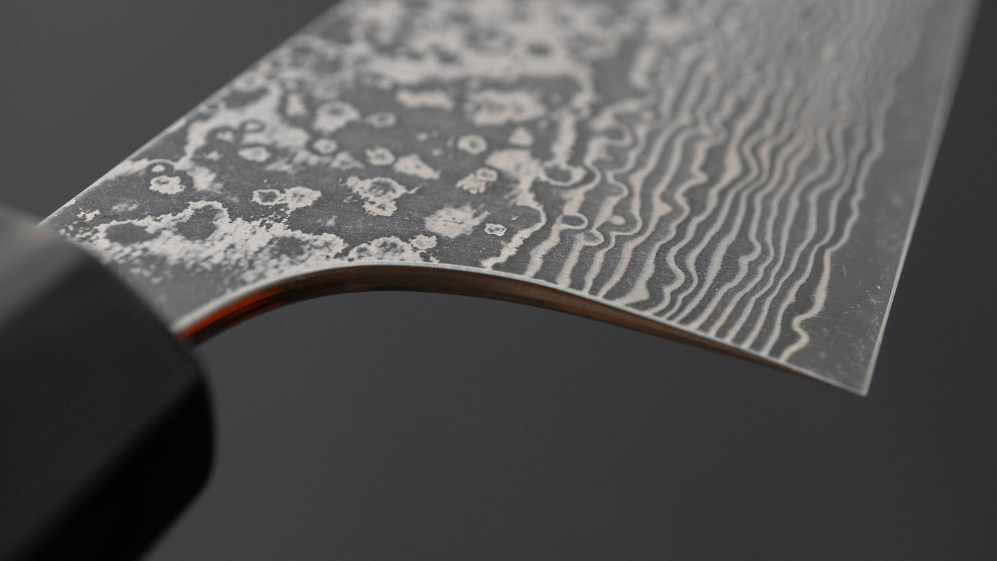 Hitohira Echizen SPG Strix Dark Damascus Santoku 170mm Ebony Handle