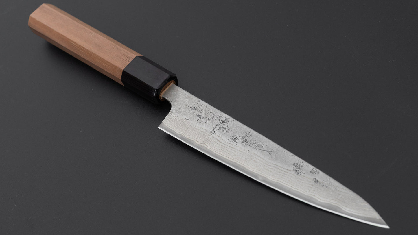 Hitohira Futana Swedish Stainless Nashiji Damascus Petty 135mm Walnut Handle
