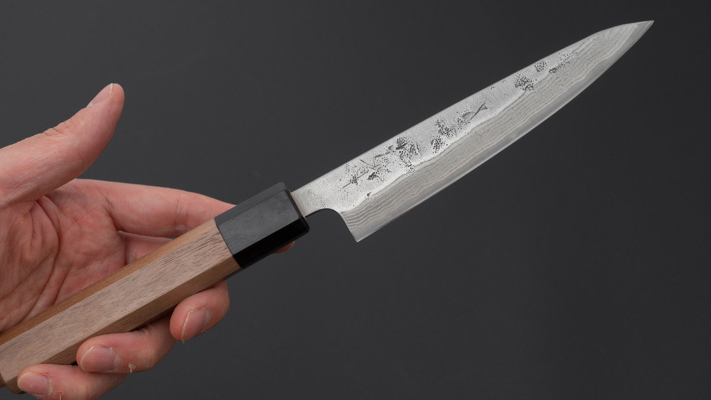 Hitohira Futana Swedish Stainless Nashiji Damascus Petty 135mm Walnut Handle