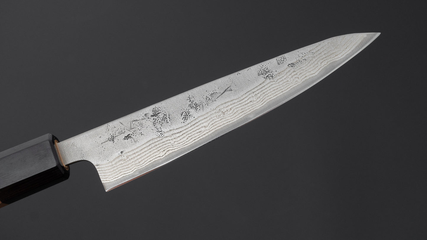 Hitohira Futana Swedish Stainless Nashiji Damascus Petty 135mm Walnut Handle