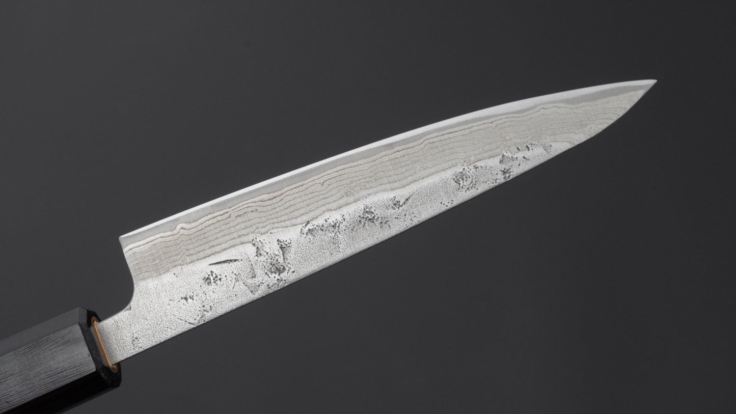 Hitohira Futana Swedish Stainless Nashiji Damascus Petty 135mm Walnut Handle