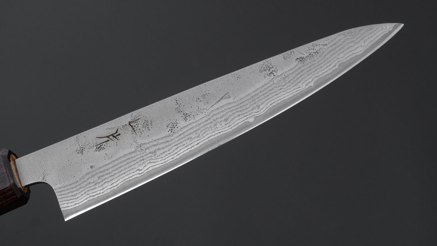Hitohira Futana Swedish Stainless Nashiji Damascus Petty 135mm Keyaki Zelkova Handle