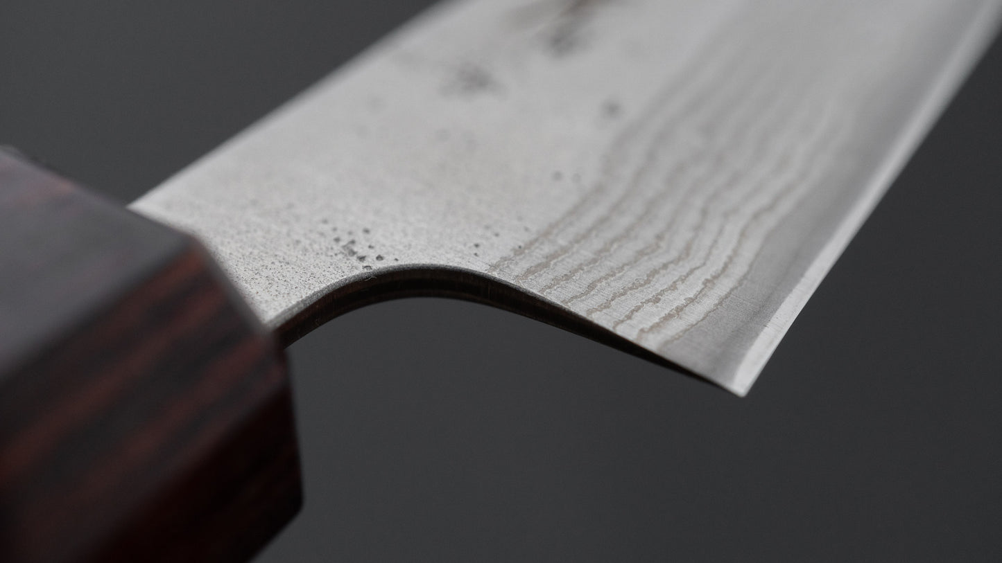 Hitohira Futana Swedish Stainless Nashiji Damascus Petty 135mm Keyaki Zelkova Handle