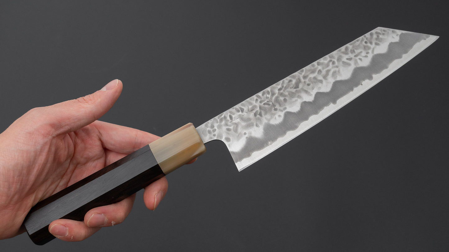Hitohira Futana White #1 Migaki Tsuchime Bunka 170mm Ebony Handle
