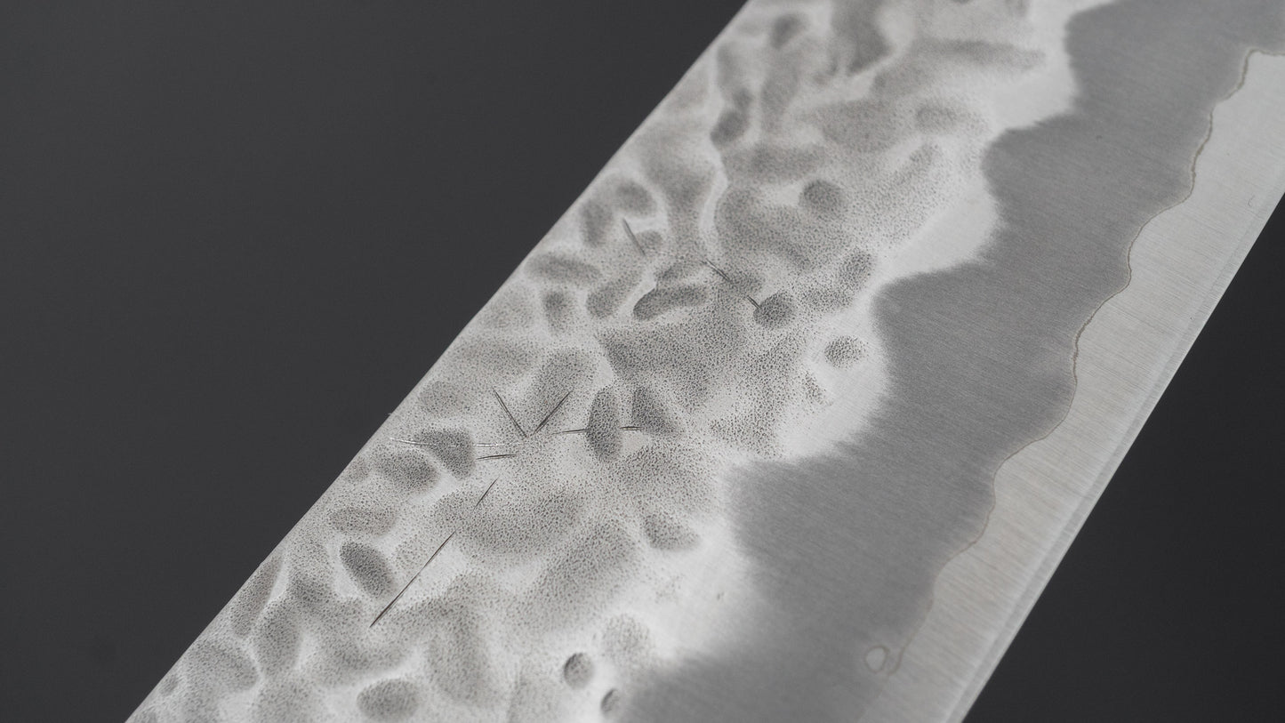 Hitohira Futana White #1 Migaki Tsuchime Bunka 170mm Ebony Handle