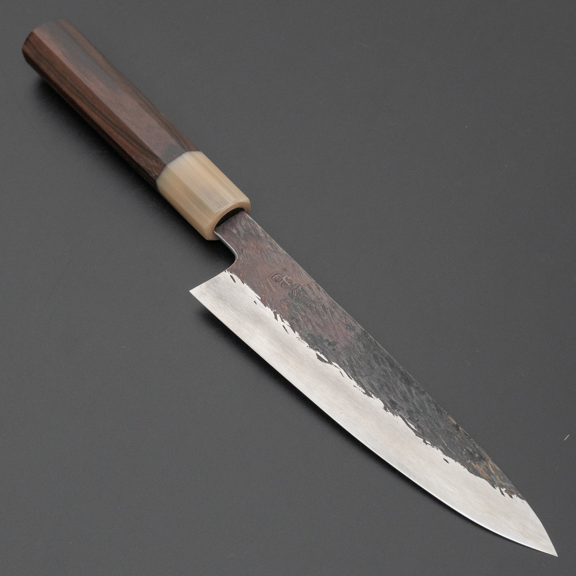 Isamitsu White #1 Stainless Clad Kurouchi Petty 150mm Taihei Makassar Ebony Handle - HITOHIRA