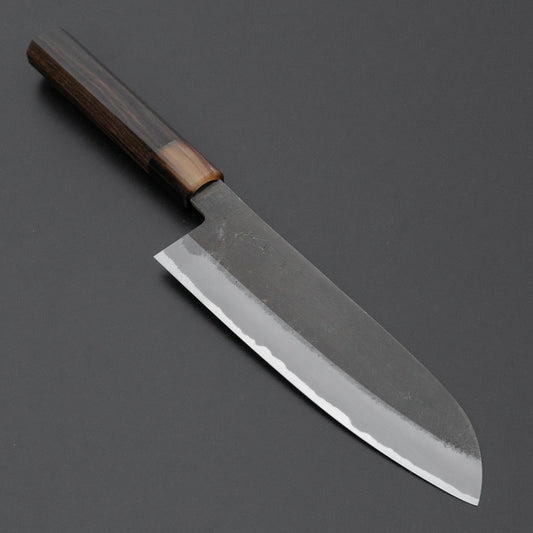 Hitohira Hinode Nashiji White #2 Stainless Clad Santoku 180mm Ebony Handle