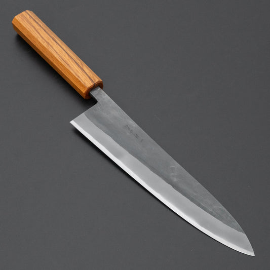 Hitohira TD Blue #2 Stainless Clad Kurouchi Gyuto 210mm Oak Handle