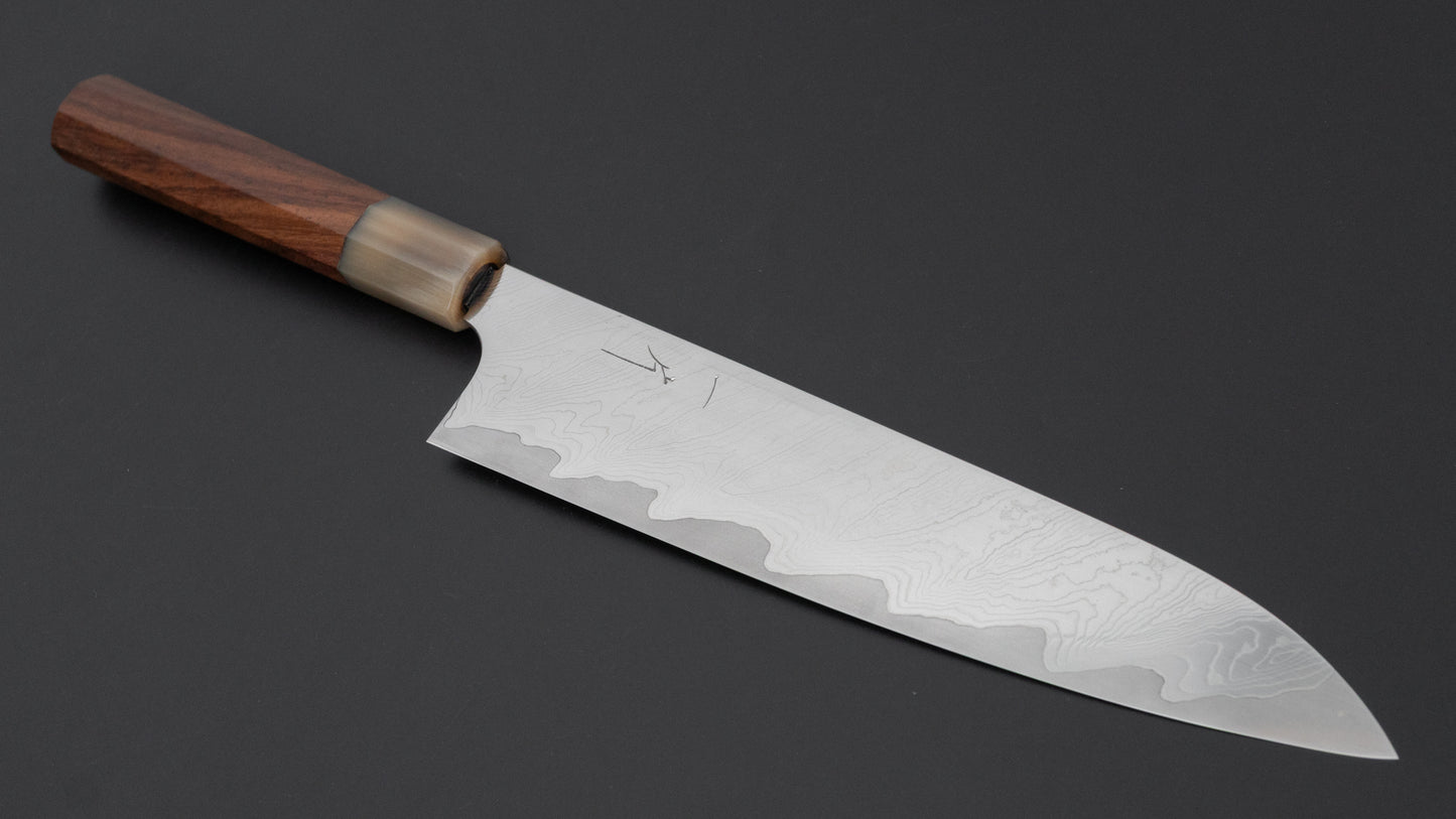 Hitohira Atsushi Nigara Forged SGS Samon Damascus Gyuto 240mm Taihei Rosewood Handle