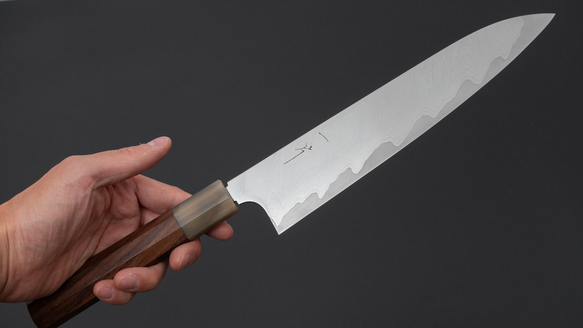 Hitohira Atsushi Nigara Forged SGS Samon Damascus Gyuto 240mm Taihei Rosewood Handle