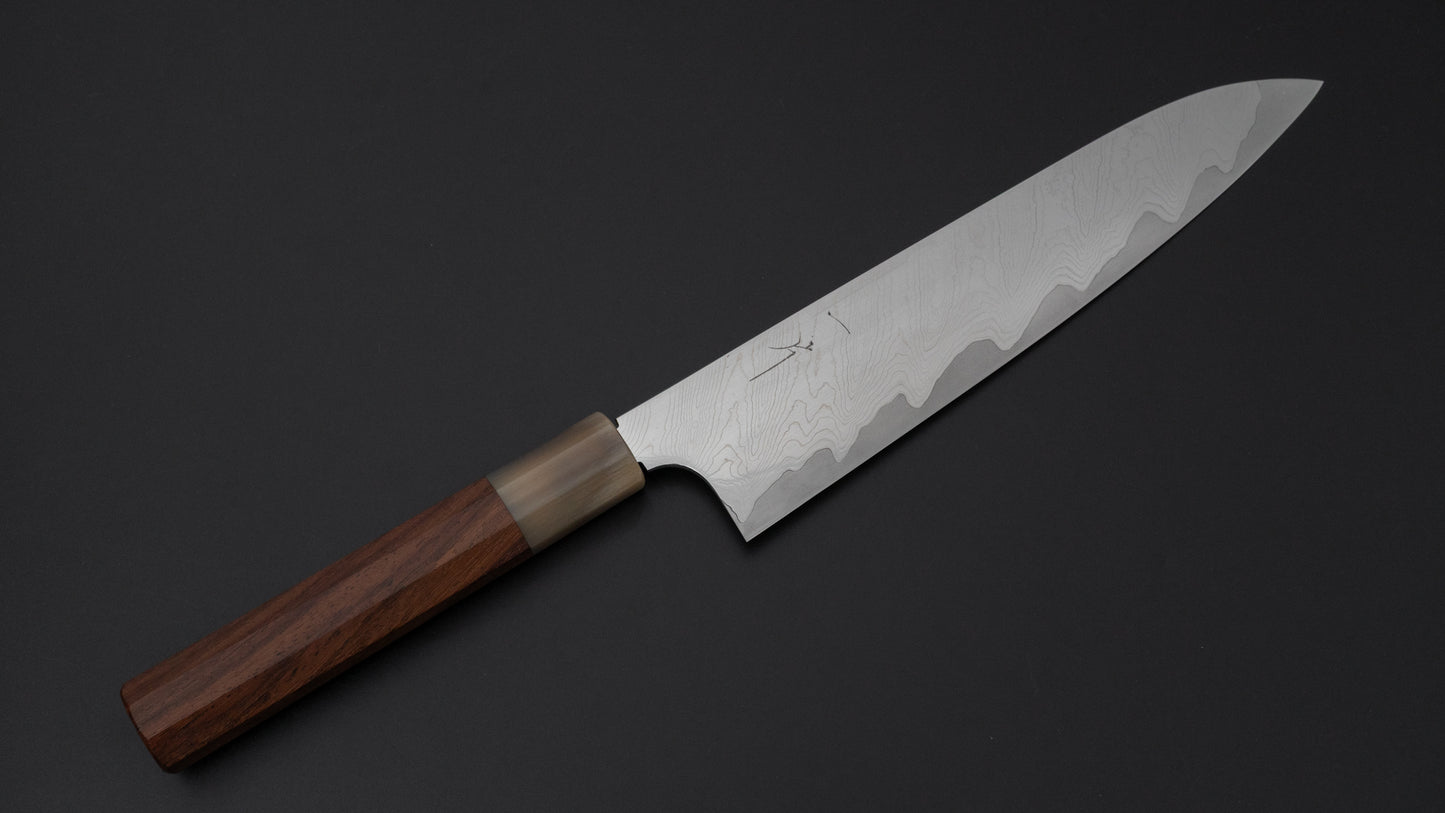 Hitohira Atsushi Nigara Forged SGS Samon Damascus Gyuto 240mm Taihei Rosewood Handle