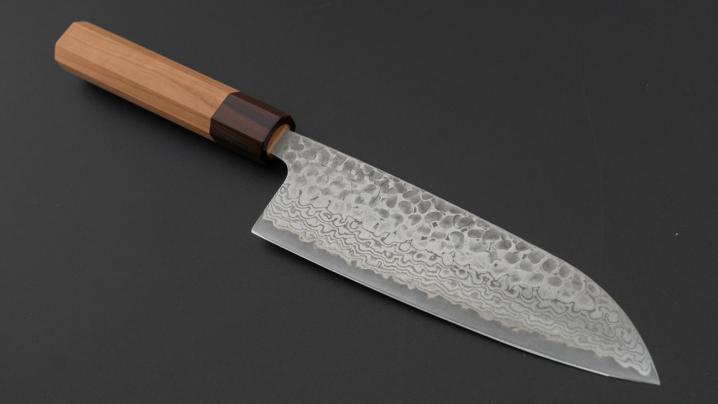 ひとひら ふたな 銀三 槌目ダマスカス 三徳 170mm 桜柄