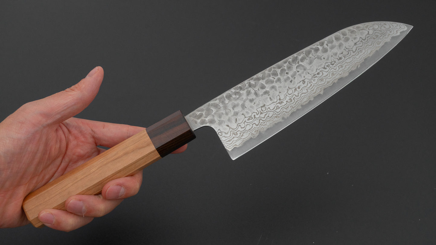 ひとひら ふたな 銀三 槌目ダマスカス 三徳 170mm 桜柄