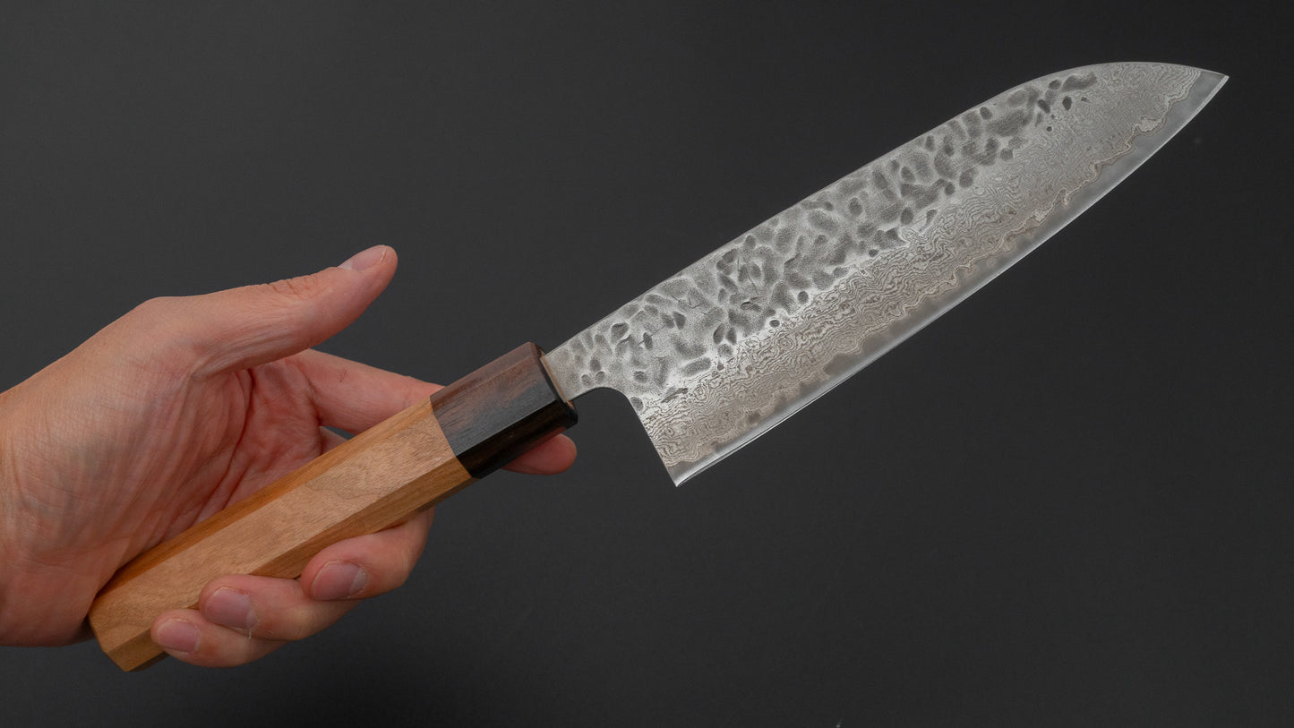 ひとひら ふたな ステンレス 鎚目ダマスカス 三徳 170mm 桜柄