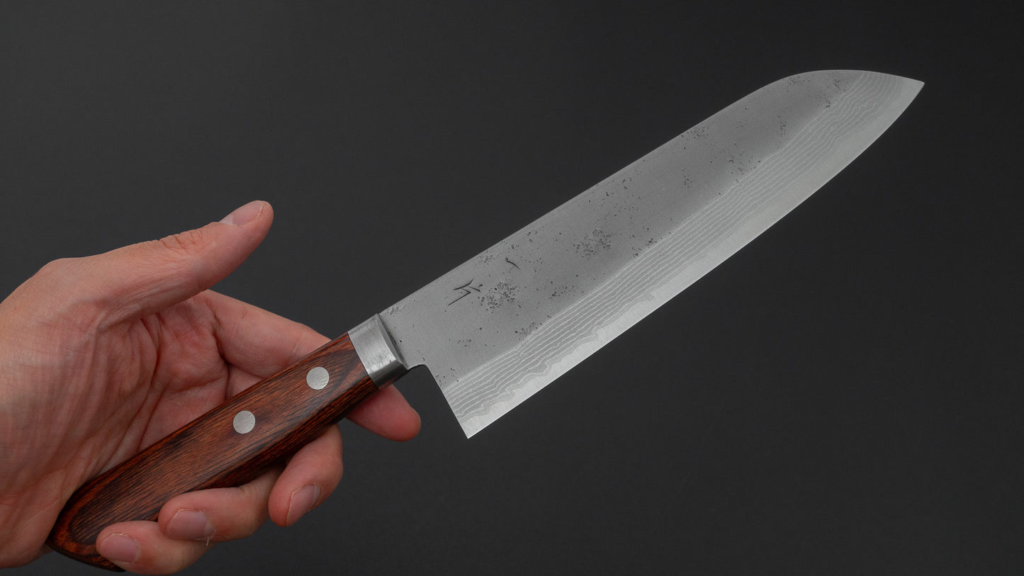 ひとひら NM V金10号 梨地 ダマスカス 三徳 170mm マホガニー合板柄