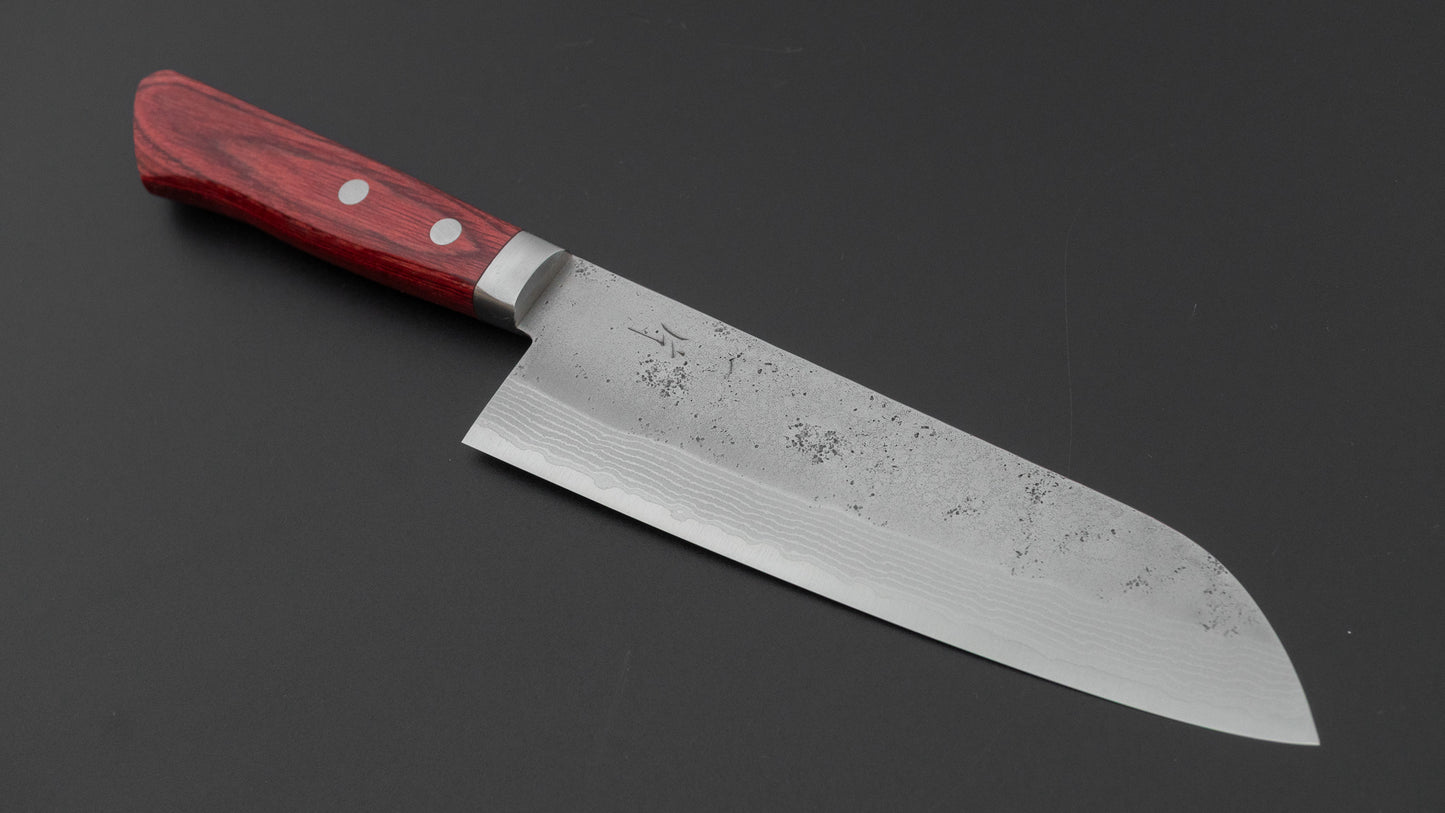 ひとひら NM V金10号 梨地 ダマスカス 三徳 170mm ワイン合板柄