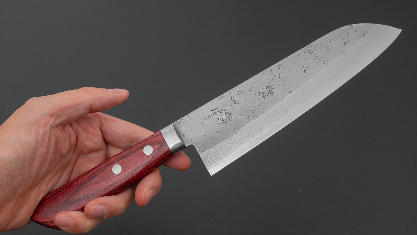 ひとひら NM V金10号 梨地 ダマスカス 三徳 170mm ワイン合板柄