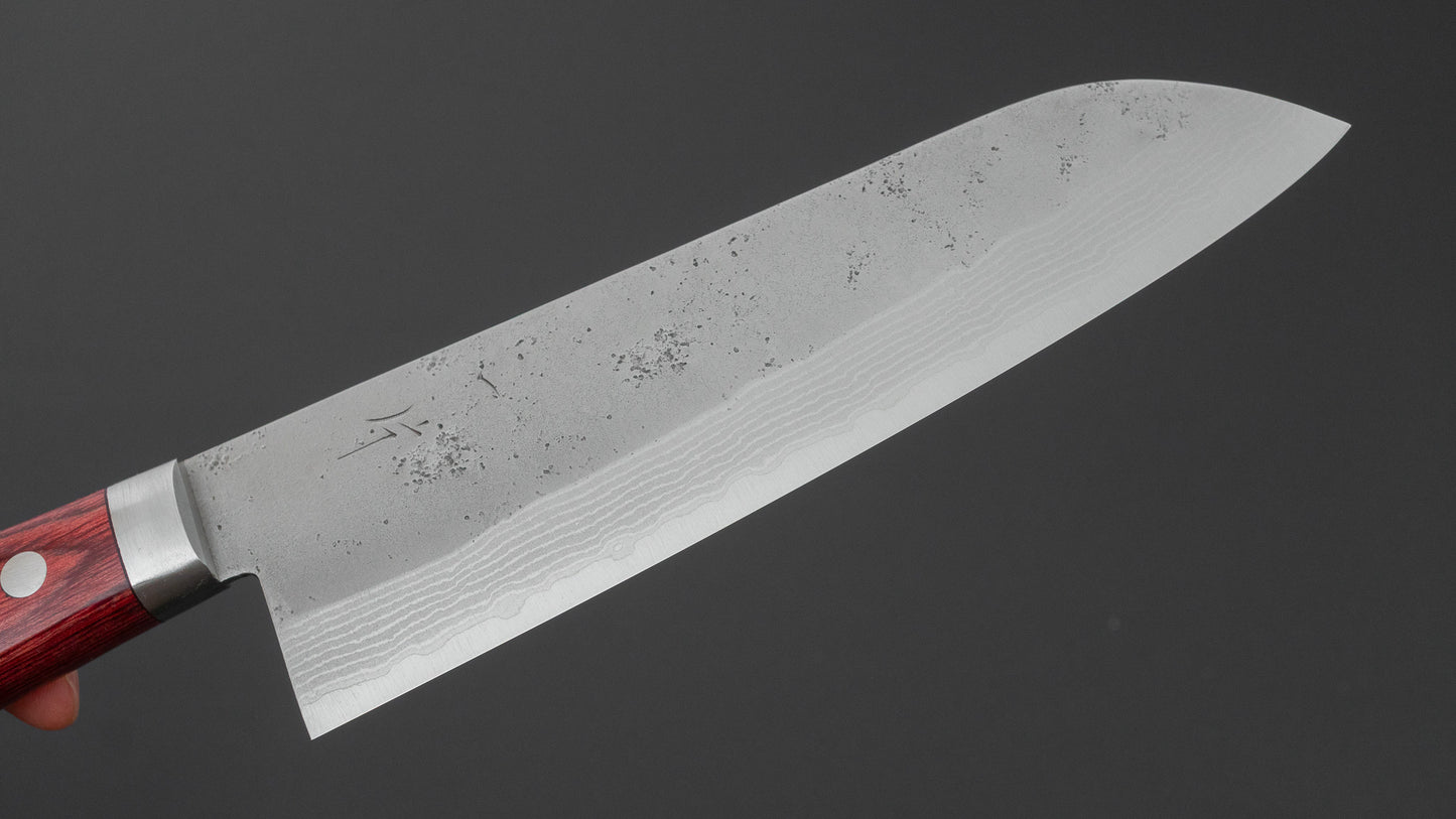 ひとひら NM V金10号 梨地 ダマスカス 三徳 170mm ワイン合板柄