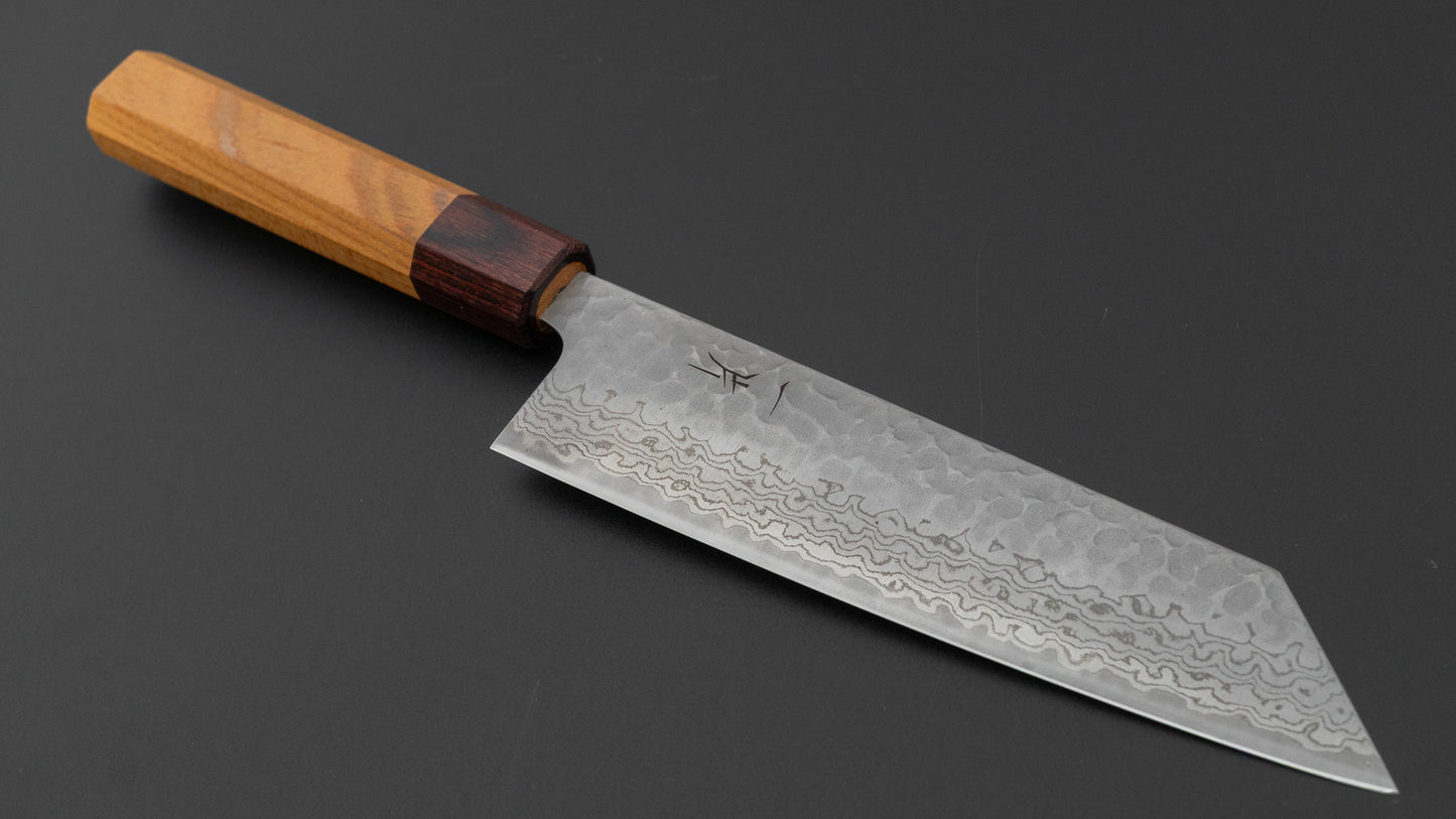 ひとひら ふたな 銀三 槌目ダマスカス 文化 170mm 欅柄