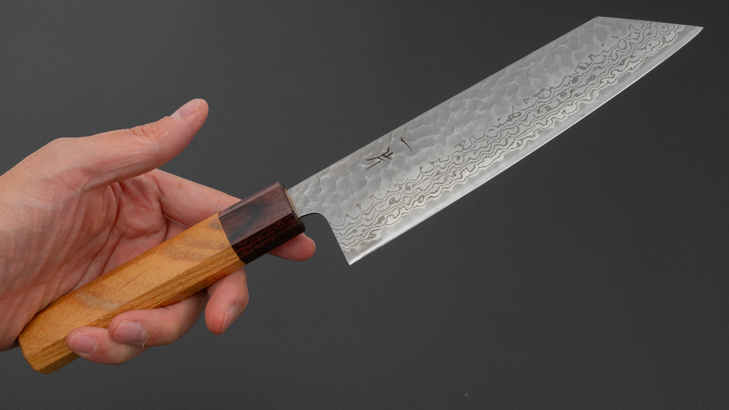 ひとひら ふたな 銀三 槌目ダマスカス 文化 170mm 欅柄