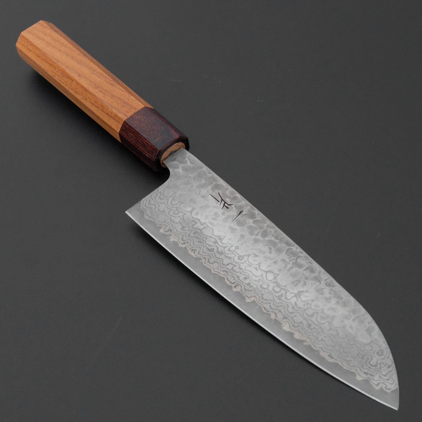 ひとひら ふたな 銀三 槌目ダマスカス 三徳 170mm 欅柄