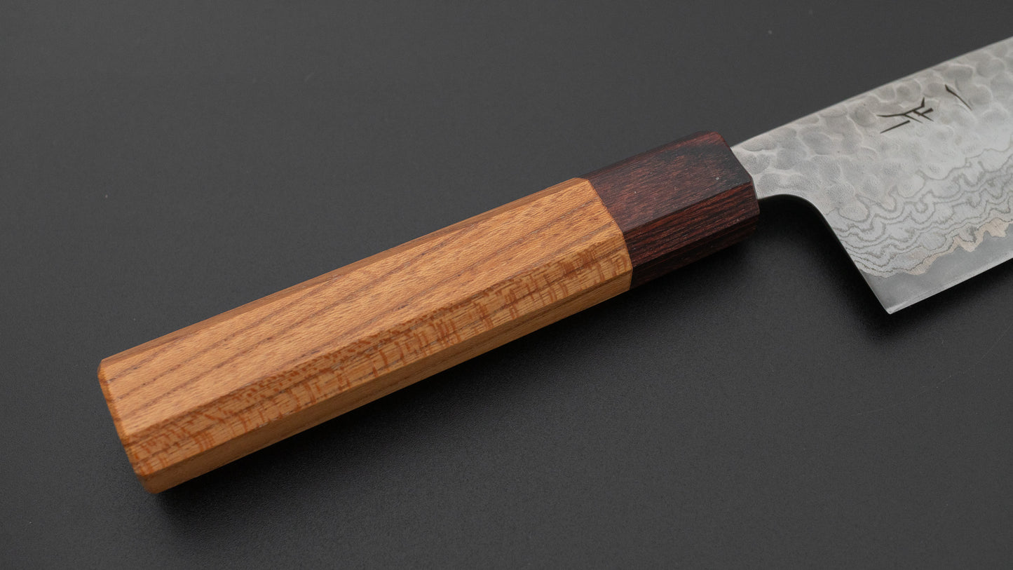 ひとひら ふたな 銀三 槌目ダマスカス 三徳 170mm 欅柄