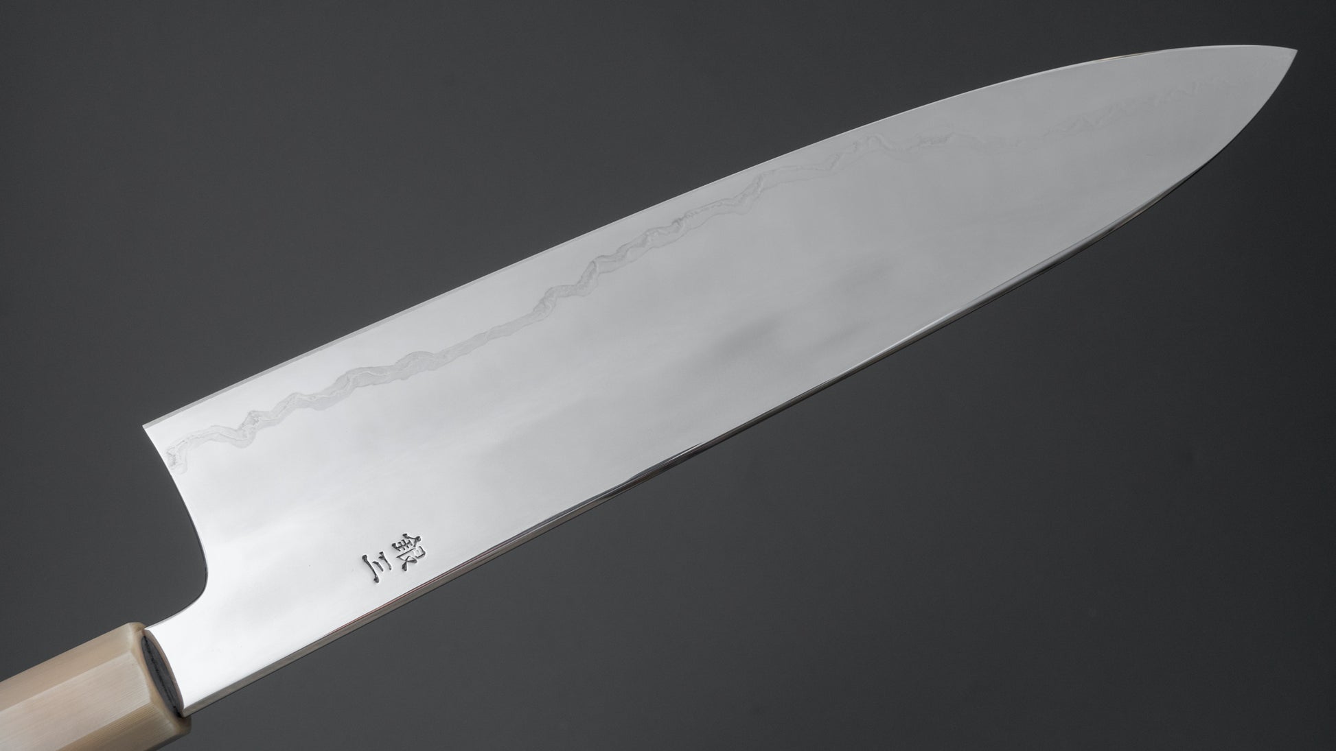 Hitohira Kikuchiyo Rou Silver #3 Fully Mirror Polished Gyuto 240mm Ebony Handle - HITOHIRA