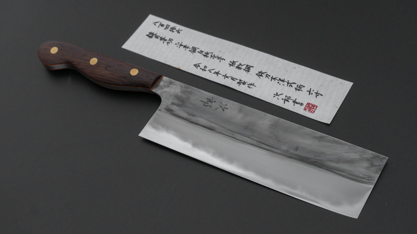 かじや次郎 鎚目 洋式 菜切 180mm 鉄刀木柄 (#846)