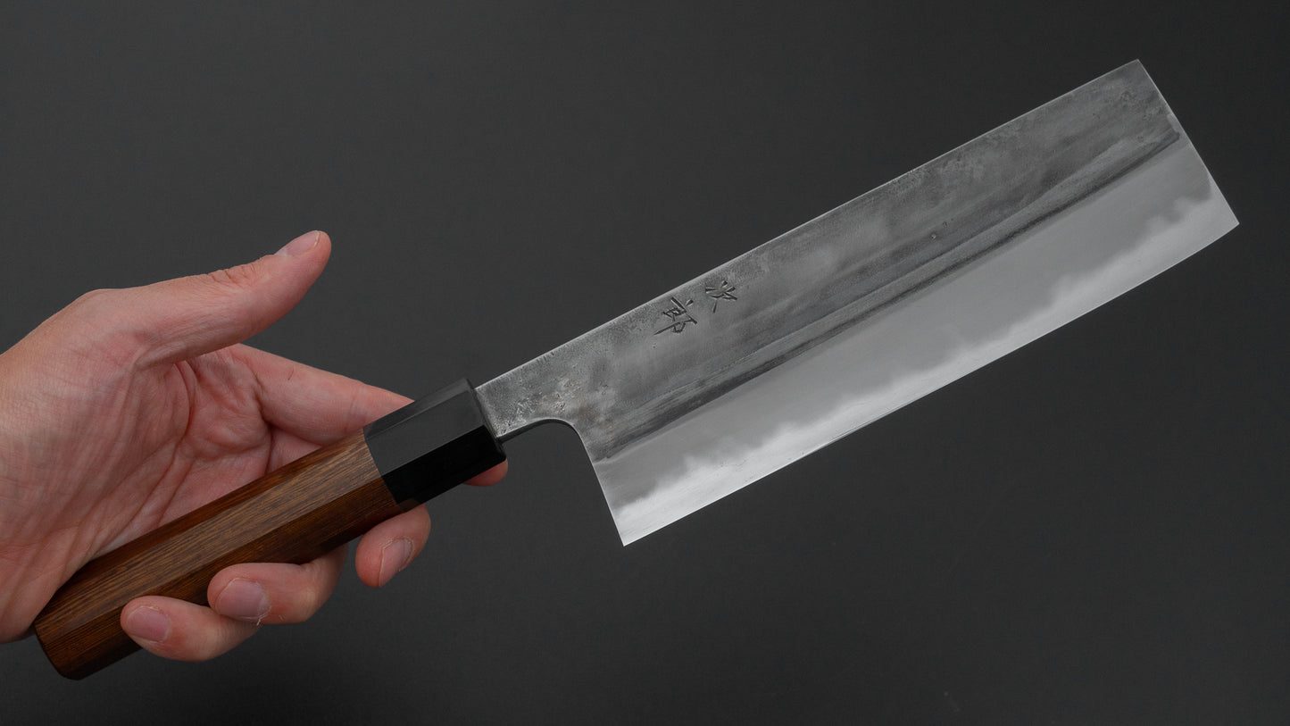 かじや次郎 鎚目 和式 菜切 180mm 太平鉄刀木柄 (#847)