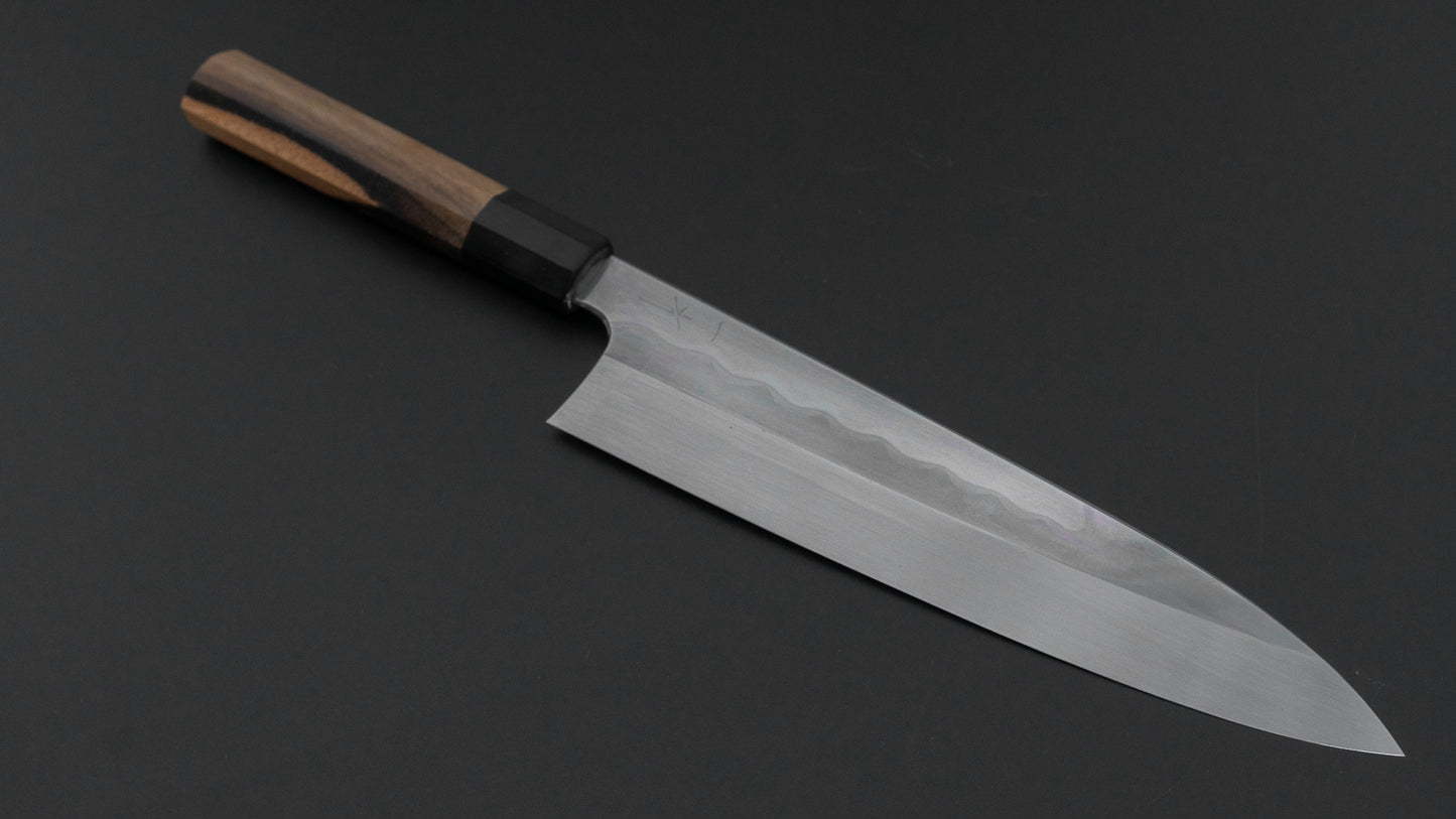 Hitohira Togashi White #1 Notaremon Mizu Honyaki Gyuto 240mm Kurokaki Persimmon Handle (#179/ Saya)