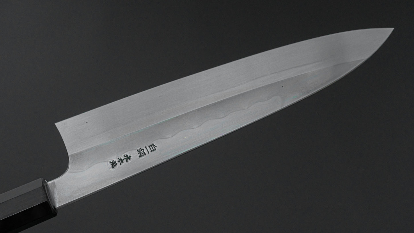 Hitohira Togashi White #1 Notaremon Mizu Honyaki Gyuto 240mm Kurokaki Persimmon Handle (#179/ Saya)