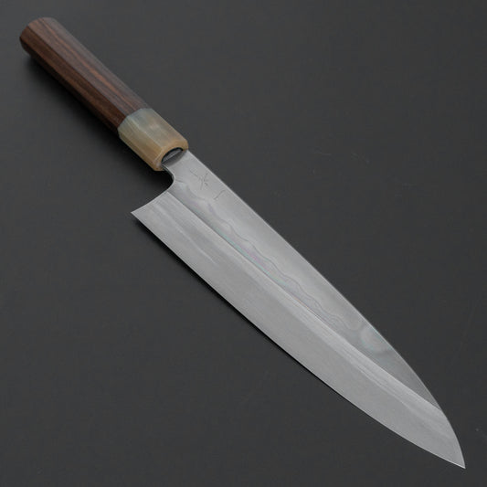 Hitohira Togashi White #1 Notaremon Mizu Honyaki Gyuto 240mm Taihei Makassar Ebony Handle (#180/ Saya)
