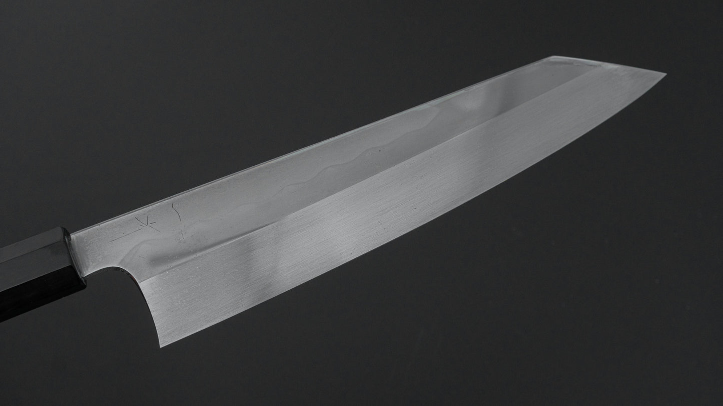 ひとひら 富樫 白一鋼 湾れ紋 水本焼 切付牛刀 240mm 黒柿柄 (#181)