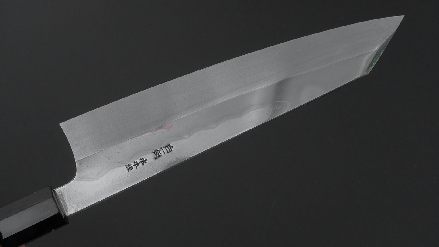 ひとひら 富樫 白一鋼 湾れ紋 水本焼 切付牛刀 240mm 黒柿柄 (#181)