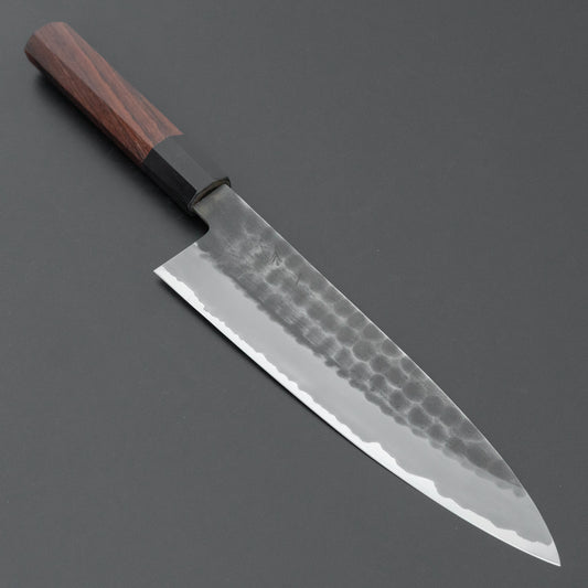Hitohira Hinode Tsuchime White #2 Stainless Clad Gyuto 210mm Taihei Rosewood Handle