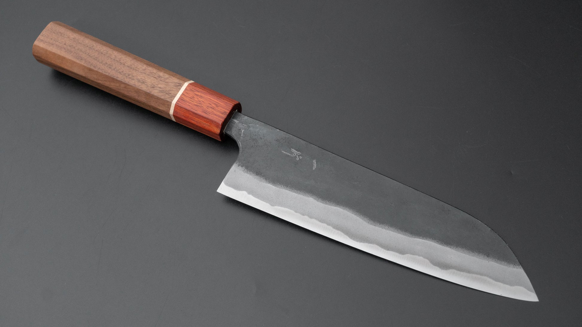 Hitohira Tosa Kurouchi Blue #2 Santoku 170mm Walnut Handle (Rengas Ferrule) - HITOHIRA