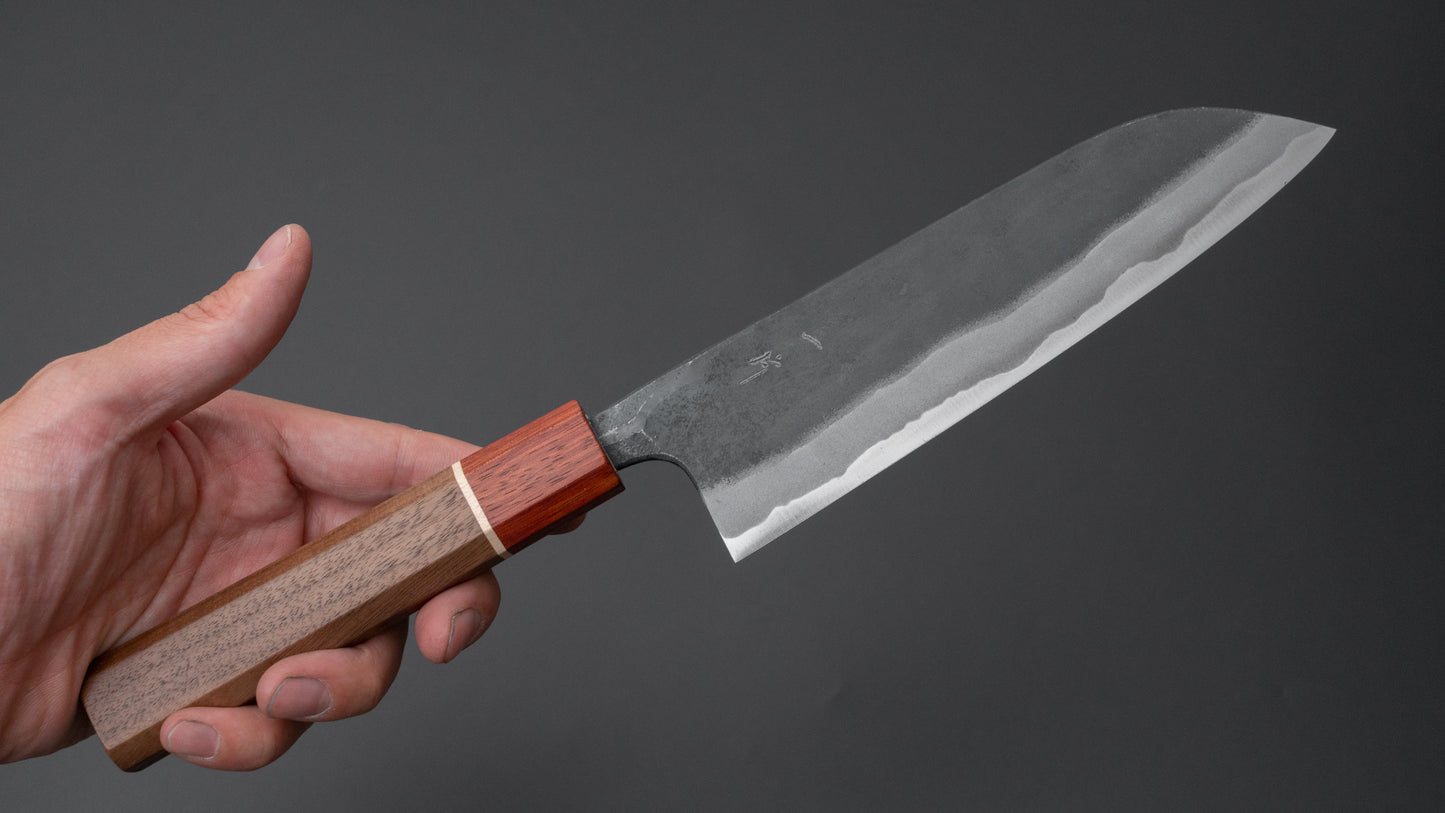 Hitohira Tosa Kurouchi Blue #2 Santoku 170mm Walnut Handle (Rengas Ferrule) - HITOHIRA