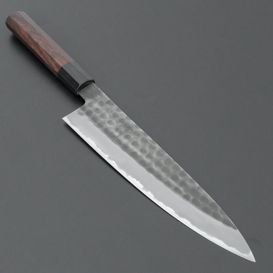 Hitohira Hinode Tsuchime White #2 Stainless Clad Gyuto 240mm Taihei Rosewood Handle