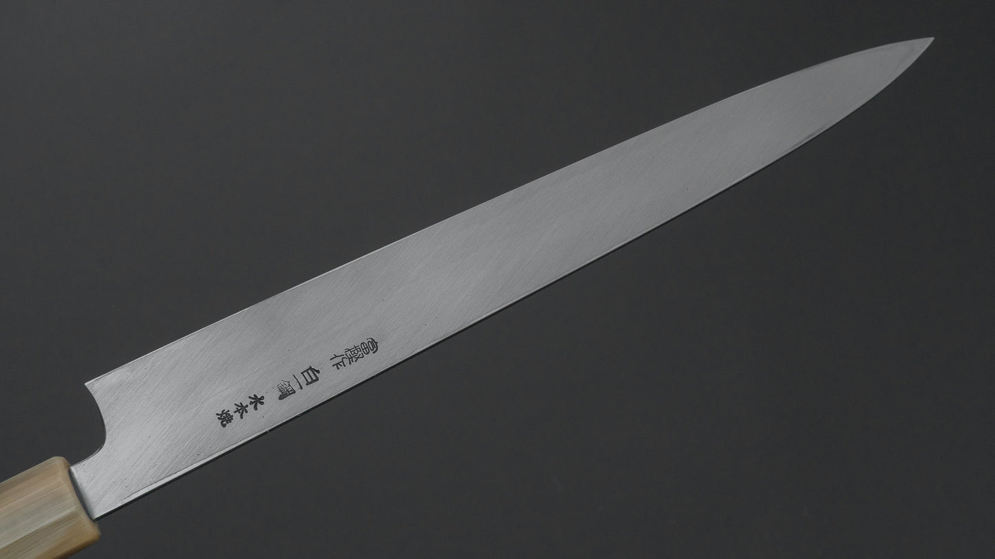 ひとひら 富樫 白一鋼 三本杉 水本焼 柳刃 270mm 暹羅柿柄