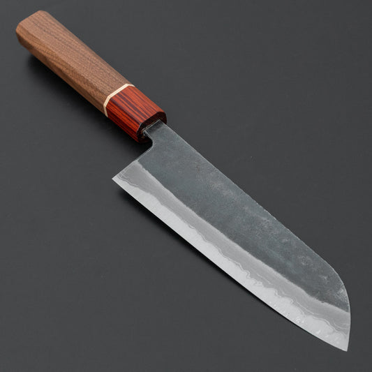 Hitohira Echizen NB White #2 Kurouchi Damascus Santoku 170mm Walnut Handle (Rengas Ferrule)