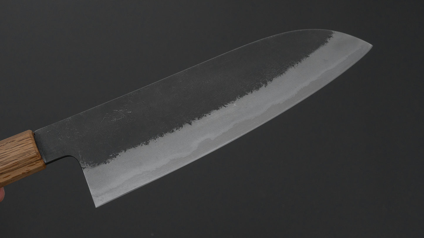 ひとひら 日の出 白二鋼 梨地 ステンレス 三徳 180mm 紫檀柄