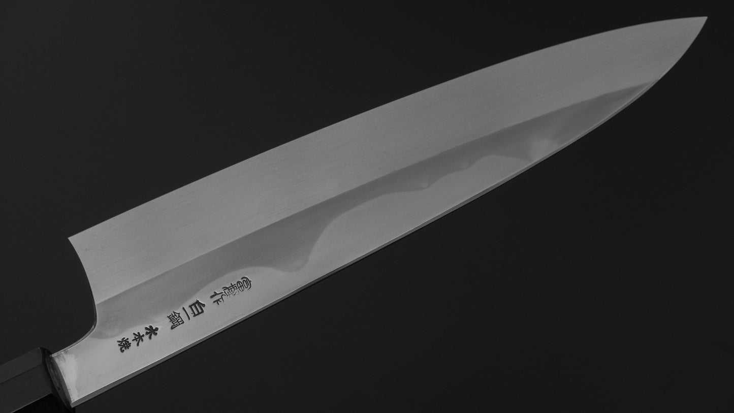 Hitohira Togashi White #1 Fuji Mizu Honyaki Gyuto 240mm Kurokaki Persimmon Handle (#119/ Saya)