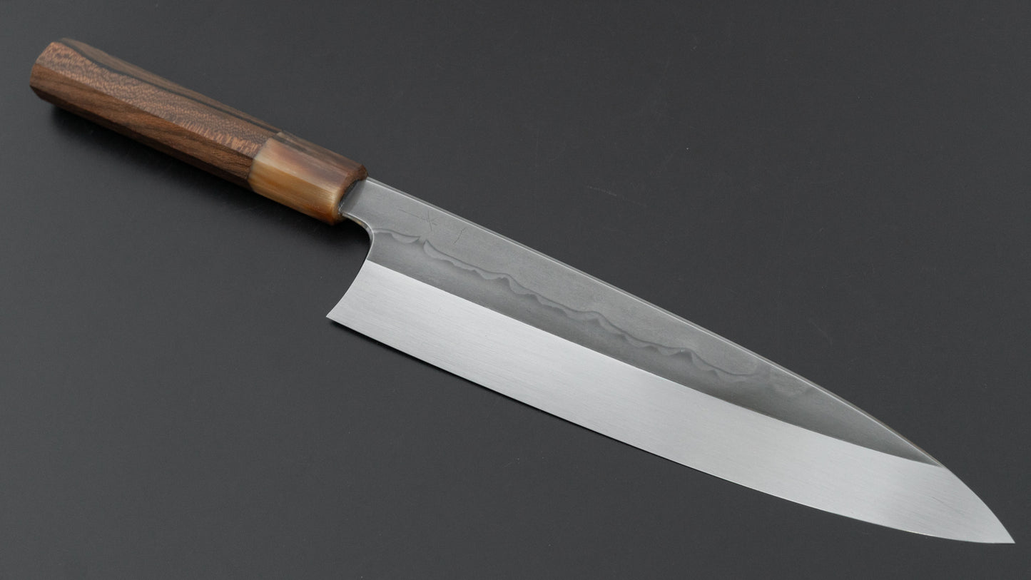 Hitohira Togashi White #1 Sanbonsugi Mizu Honyaki Gyuto 240mm Ziricote Handle (#123/ Saya)