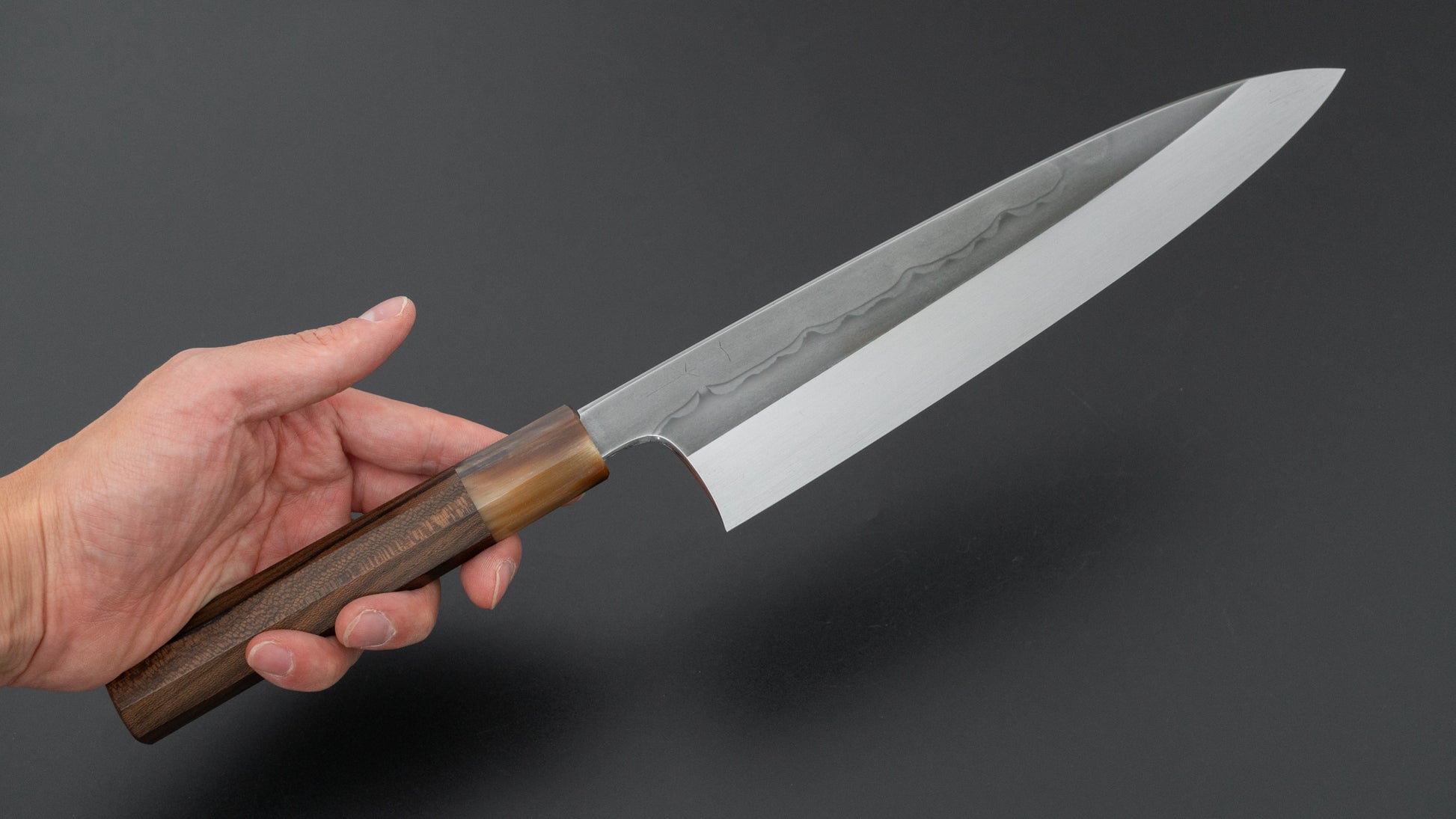 Hitohira Togashi White #1 Sanbonsugi Mizu Honyaki Gyuto 240mm Ziricote Handle (#123/ Saya)