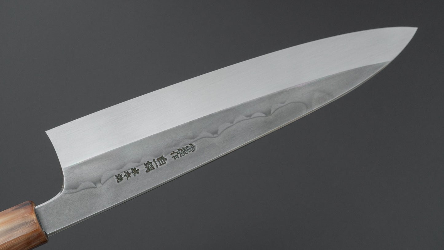 Hitohira Togashi White #1 Sanbonsugi Mizu Honyaki Gyuto 240mm Ziricote Handle (#123/ Saya)