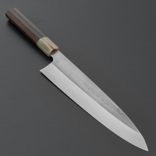 Hitohira Togashi White #1 Sanbonsugi Mizu Honyaki Gyuto 240mm Taihei Makassar Ebony Handle (#126/ Saya)